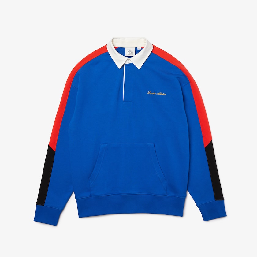 Moletons Lacoste Masculino Azuis Branco LIVE Colorblock Fleece Polo ET4-72977B8