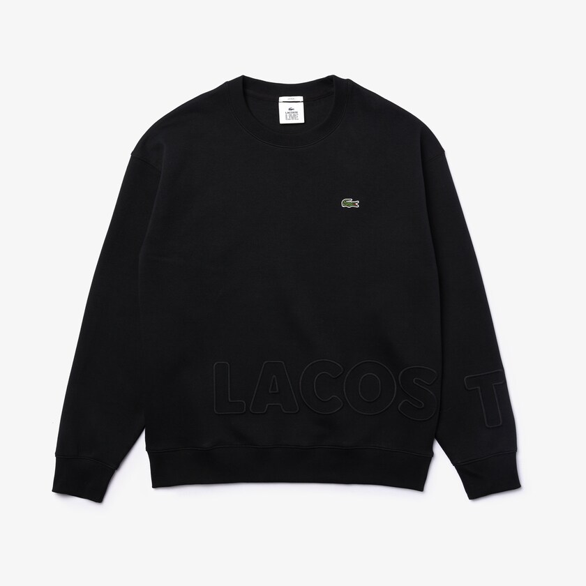 Moletons Lacoste Masculino Pretas LIVE Crew Neck Embroidered Cotton Blend MI6-17681V7