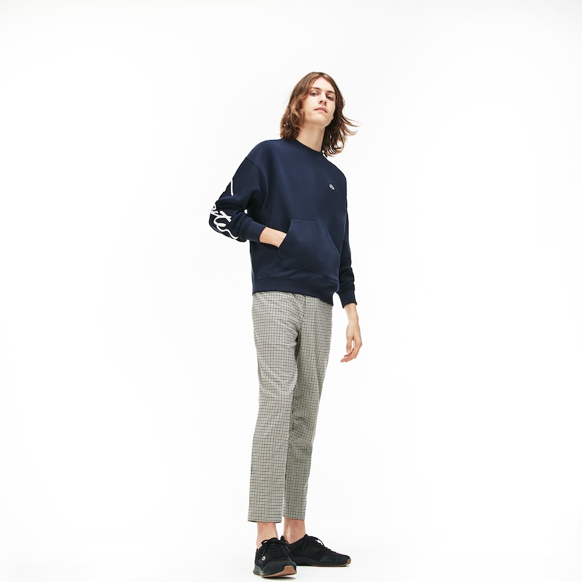 Moletons Lacoste Masculino Azuis Branco LIVE Crew Neck Embroidered Fleece BS1-29782Q7