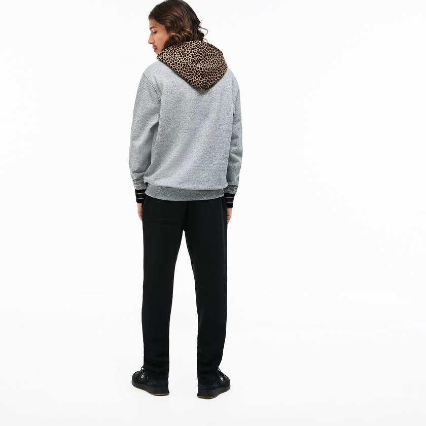 Moletons Lacoste Masculino Cinzentas Branco LIVE Leopard Print Hood Fleece NP4-46994M1