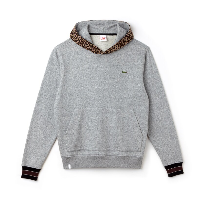 Moletons Lacoste Masculino Cinzentas Branco LIVE Leopard Print Hood Fleece NP4-46994M1