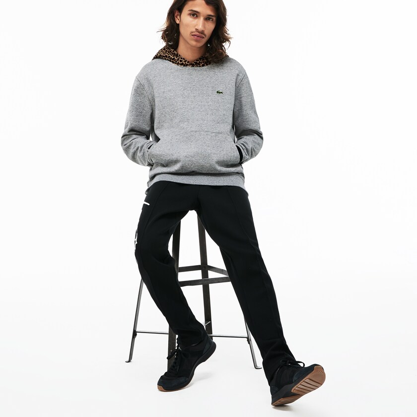 Moletons Lacoste Masculino Cinzentas Branco LIVE Leopard Print Hood Fleece NP4-46994M1