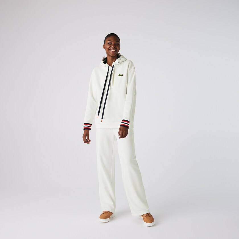 Moletons Lacoste Feminino Branco Made In France Hooded Organic Cotton Fleece SK4-44974L9