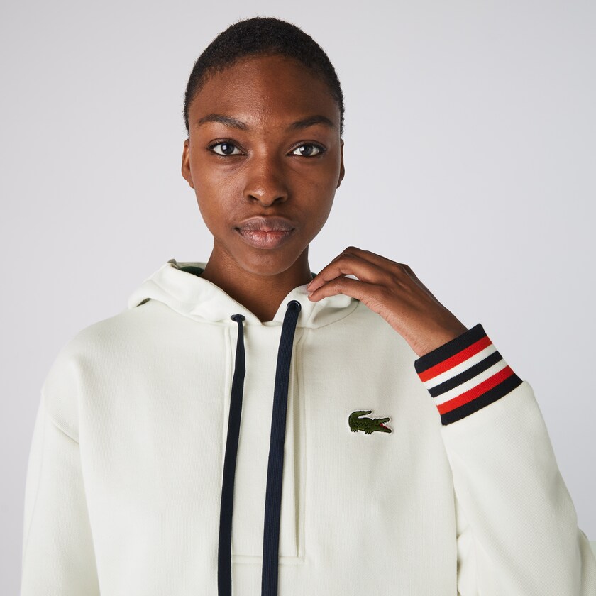 Moletons Lacoste Feminino Branco Made In France Hooded Organic Cotton Fleece SK4-44974L9