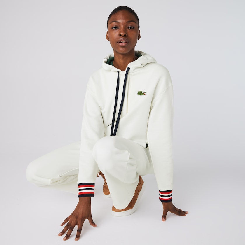 Moletons Lacoste Feminino Branco Made In France Hooded Organic Cotton Fleece SK4-44974L9