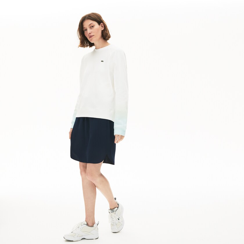 Moletons Lacoste Feminino Turquesa Luz Verdes Branco Made in France Crew Neck Organic Cotton YS3-09220I2
