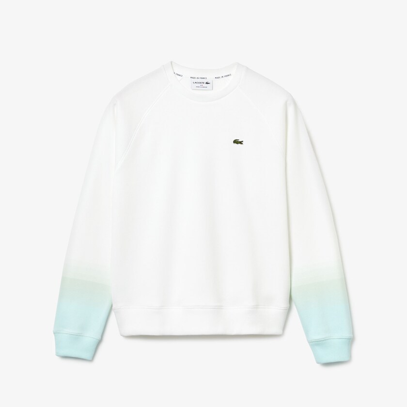 Moletons Lacoste Feminino Turquesa Luz Verdes Branco Made in France Crew Neck Organic Cotton YS3-09220I2