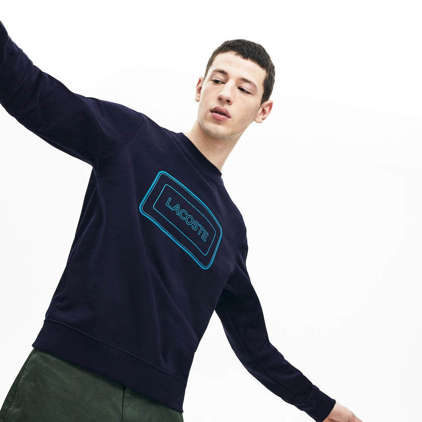 Moletons Lacoste Masculino Azul Marinho Azuis Motion Regular Fit Crew Neck Cotton IN0-82878E3