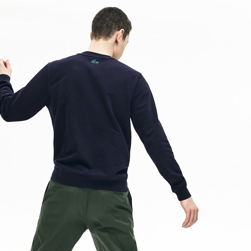 Moletons Lacoste Masculino Azul Marinho Azuis Motion Regular Fit Crew Neck Cotton IN0-82878E3