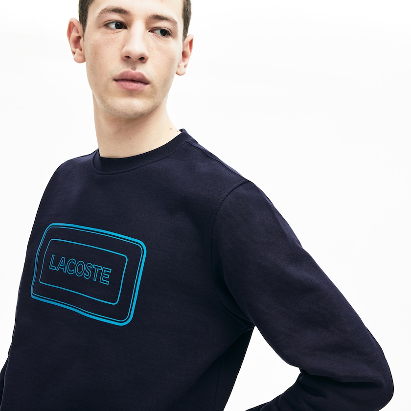 Moletons Lacoste Masculino Azul Marinho Azuis Motion Regular Fit Crew Neck Cotton IN0-82878E3