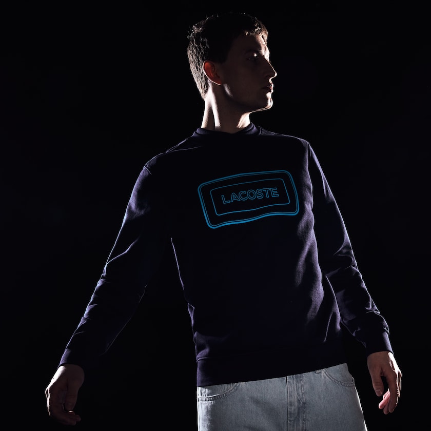 Moletons Lacoste Masculino Azul Marinho Azuis Motion Regular Fit Crew Neck Cotton IN0-82878E3
