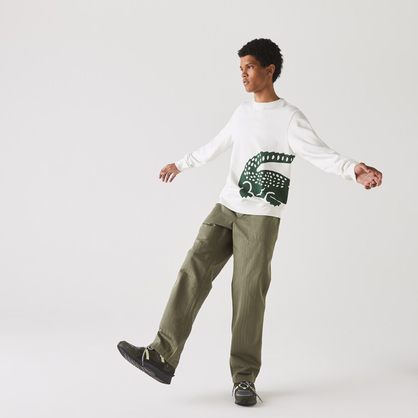 Moletons Lacoste Masculino Branco Oversize Croc Crew Neck Cotton HU6-25412S2