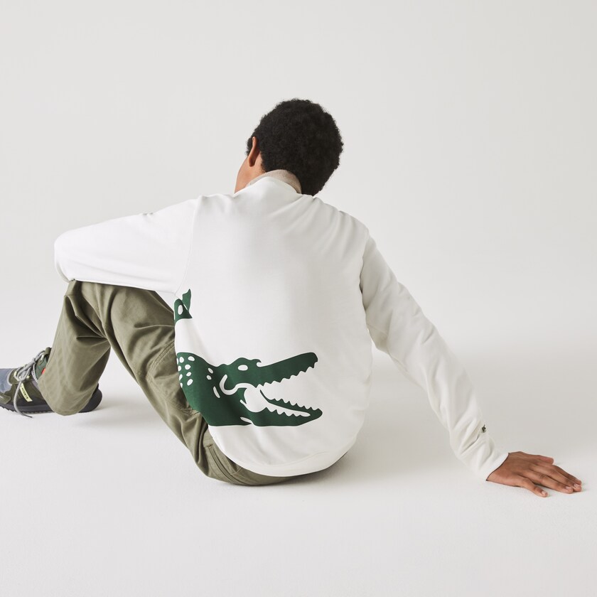 Moletons Lacoste Masculino Branco Oversize Croc Crew Neck Cotton HU6-25412S2