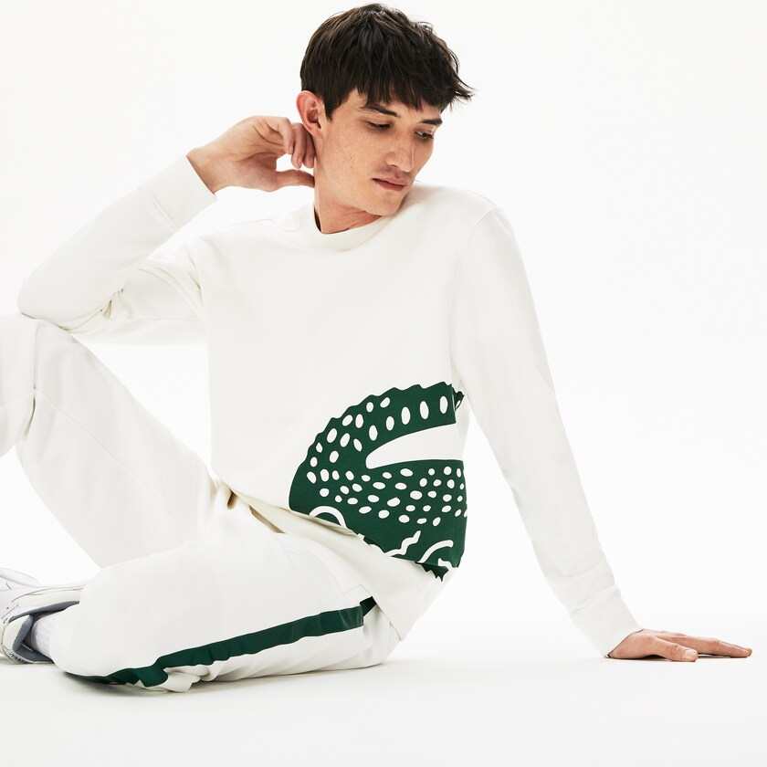 Moletons Lacoste Masculino Branco Oversize Croc Crew Neck Cotton HU6-25412S2