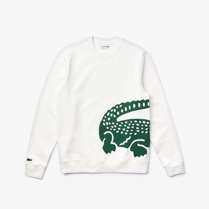 Moletons Lacoste Masculino Branco Oversize Croc Crew Neck Cotton HU6-25412S2