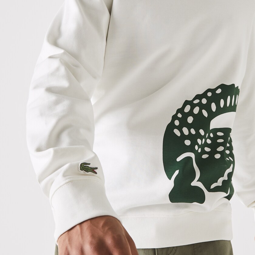 Moletons Lacoste Masculino Branco Oversize Croc Crew Neck Cotton HU6-25412S2