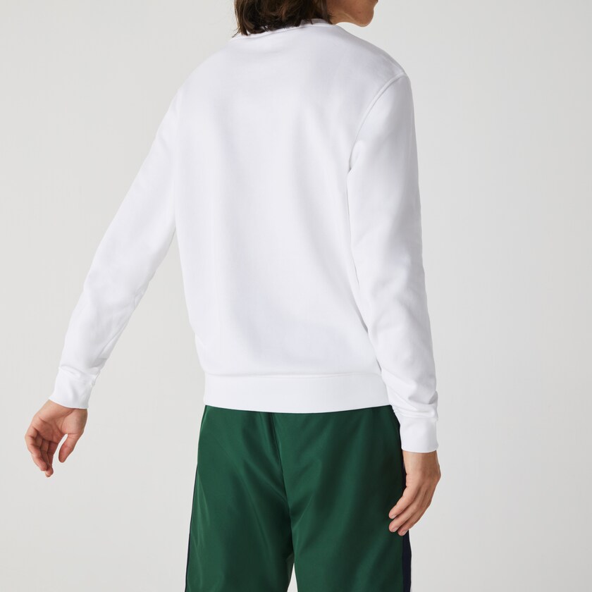 Moletons Lacoste Masculino Branco Printed Logo Fleece Crew Neck YE0-11261J6