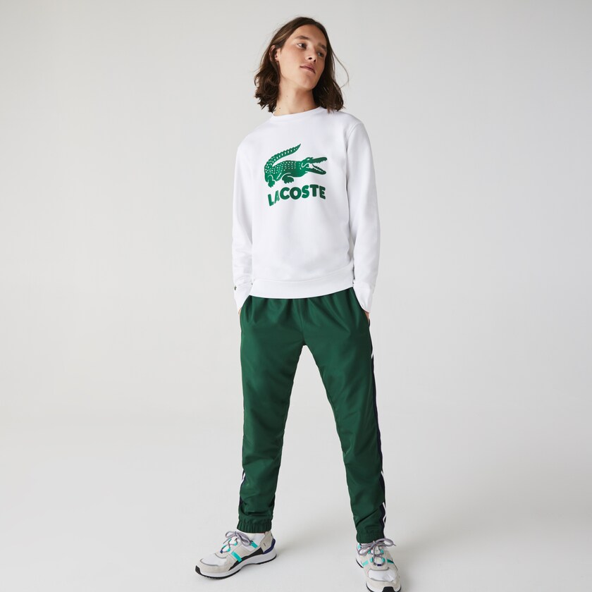Moletons Lacoste Masculino Branco Printed Logo Fleece Crew Neck YE0-11261J6