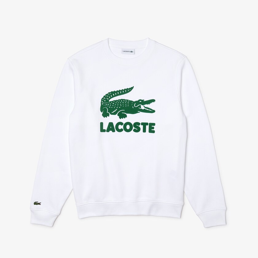 Moletons Lacoste Masculino Branco Printed Logo Fleece Crew Neck YE0-11261J6