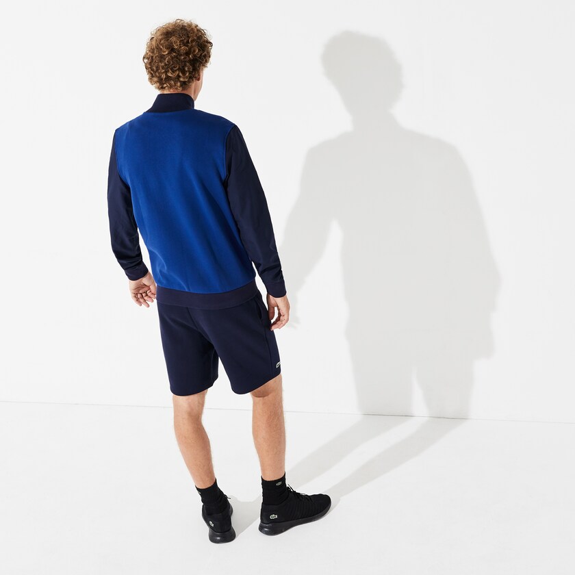 Moletons Lacoste Masculino Azul Marinho Azuis Verdes SPORT Color-Blocked Zip Up Tennis MX8-05190B1