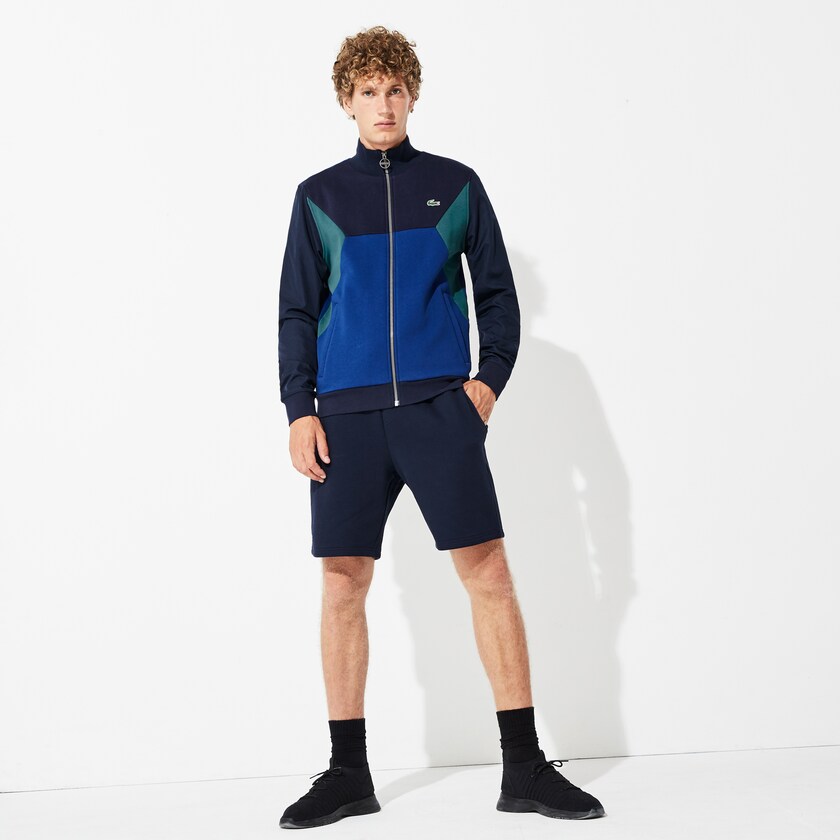 Moletons Lacoste Masculino Azul Marinho Azuis Verdes SPORT Color-Blocked Zip Up Tennis MX8-05190B1