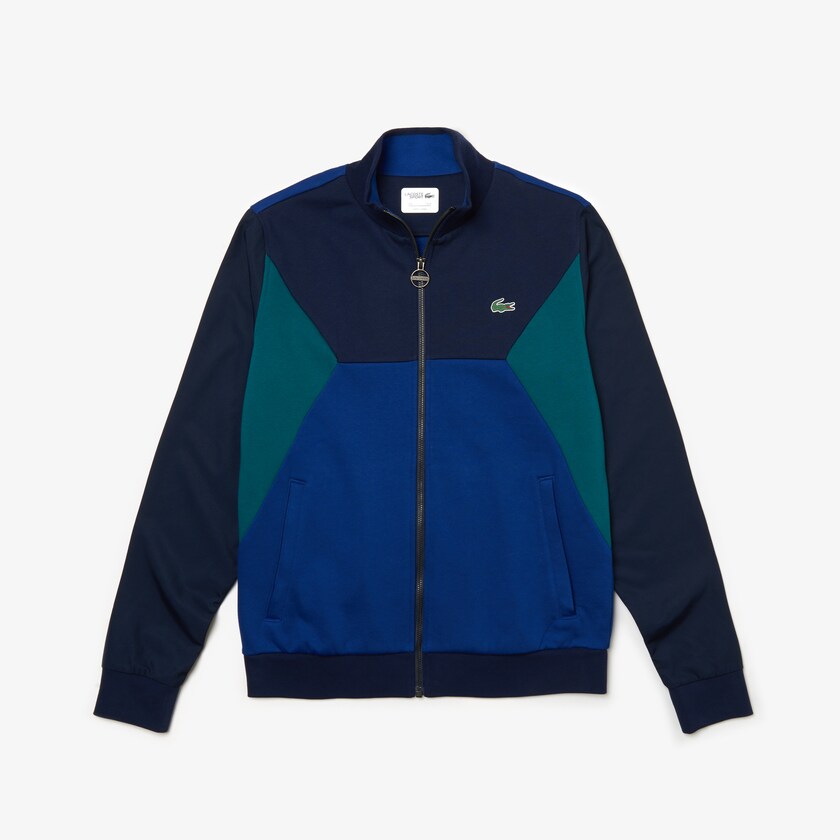 Moletons Lacoste Masculino Azul Marinho Azuis Verdes SPORT Color-Blocked Zip Up Tennis MX8-05190B1