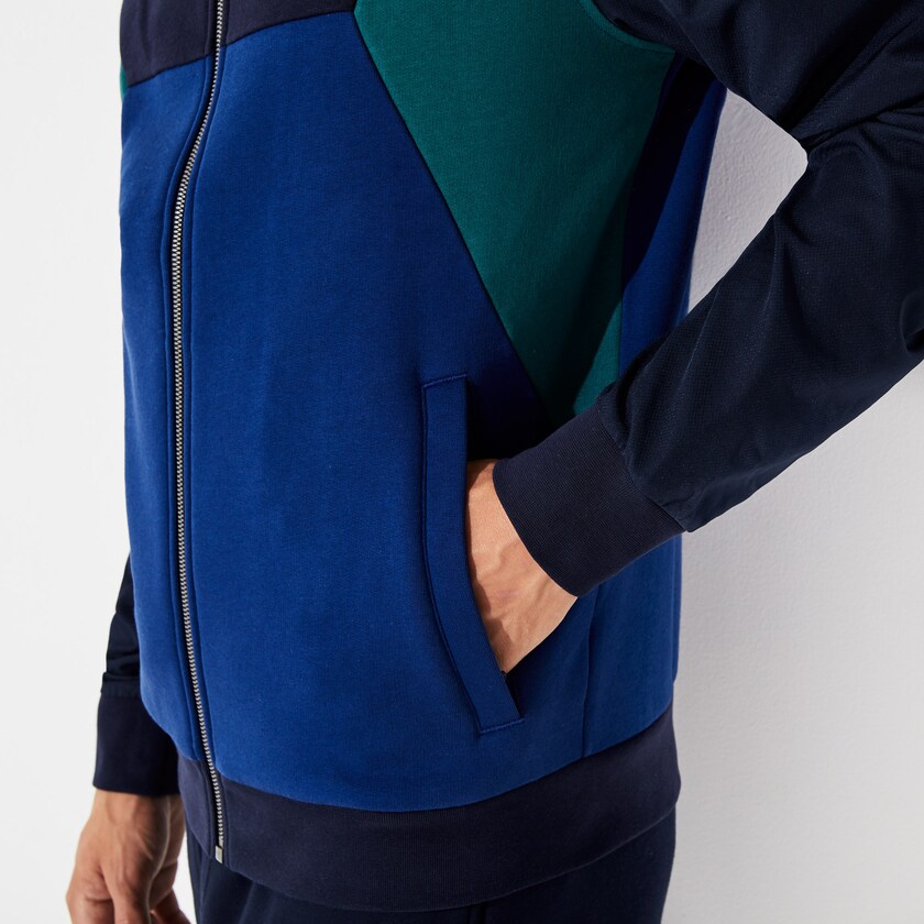 Moletons Lacoste Masculino Azul Marinho Azuis Verdes SPORT Color-Blocked Zip Up Tennis MX8-05190B1