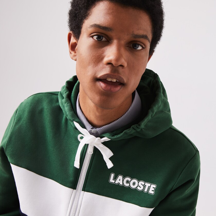 Moletons Lacoste Masculino Verdes Azul Marinho Azuis Cinzentas Branco SPORT Colourblock Fleece Zip BL9-62096C5