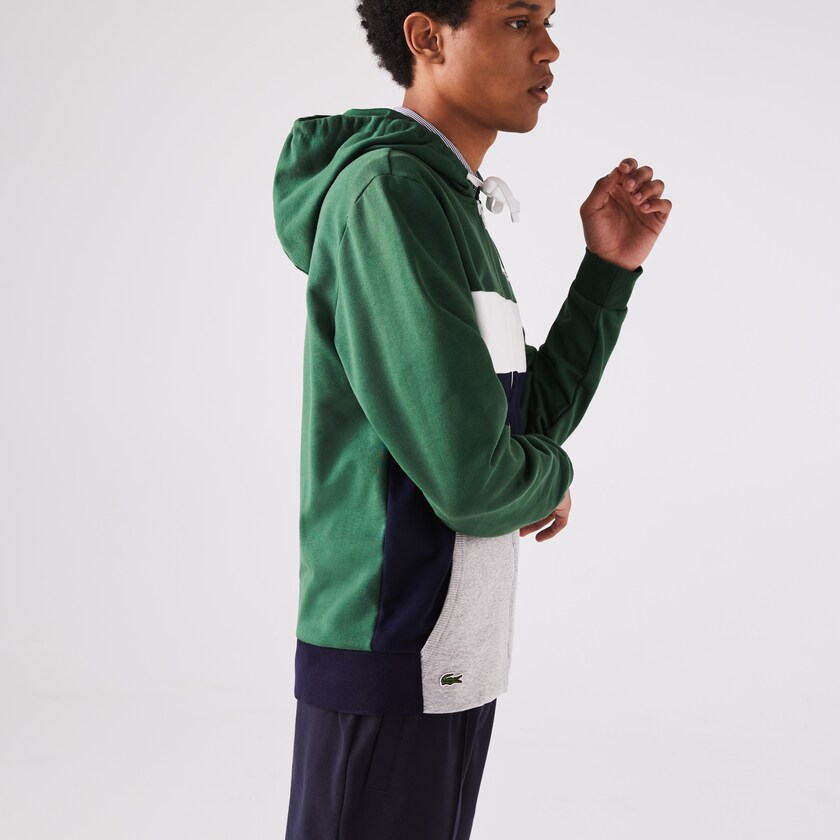 Moletons Lacoste Masculino Verdes Azul Marinho Azuis Cinzentas Branco SPORT Colourblock Fleece Zip BL9-62096C5
