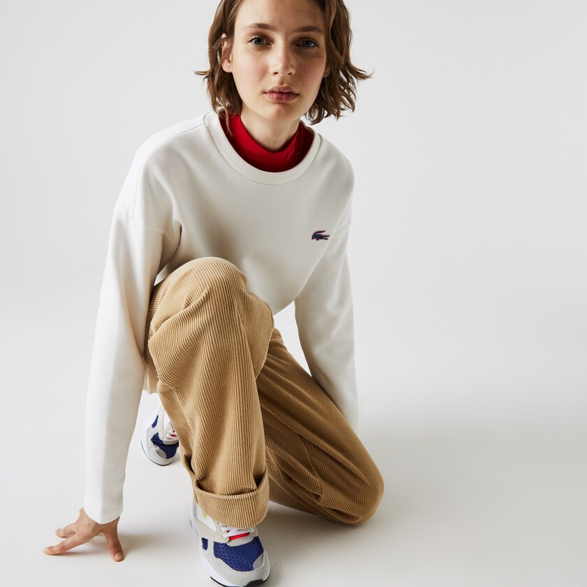Moletons Lacoste Feminino Branco SPORT Crew Neck Cotton FO0-20142W1