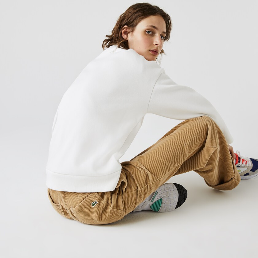 Moletons Lacoste Feminino Branco SPORT Crew Neck Cotton FO0-20142W1