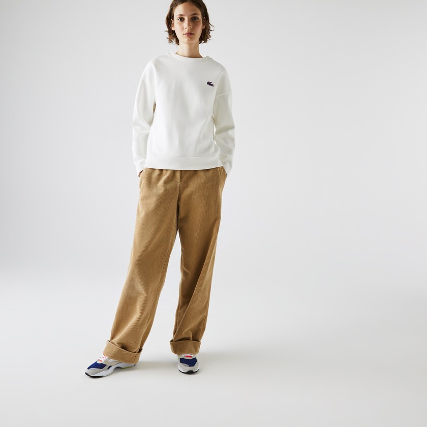 Moletons Lacoste Feminino Branco SPORT Crew Neck Cotton FO0-20142W1