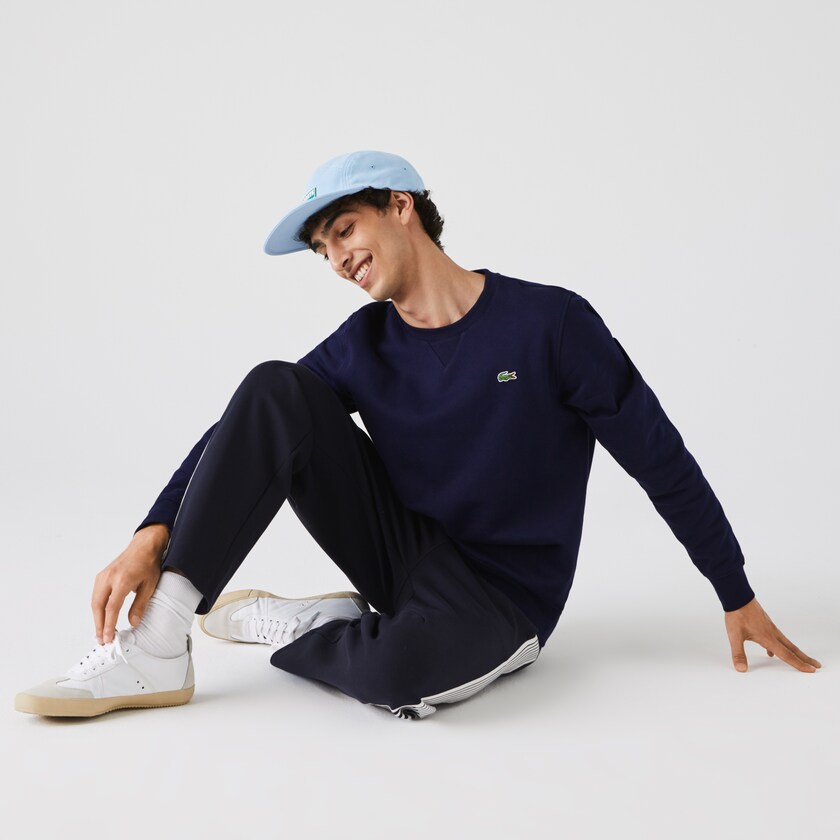 Moletons Lacoste Masculino Azul Marinho Azuis SPORT Crew Neck Fleece QD5-38053P8
