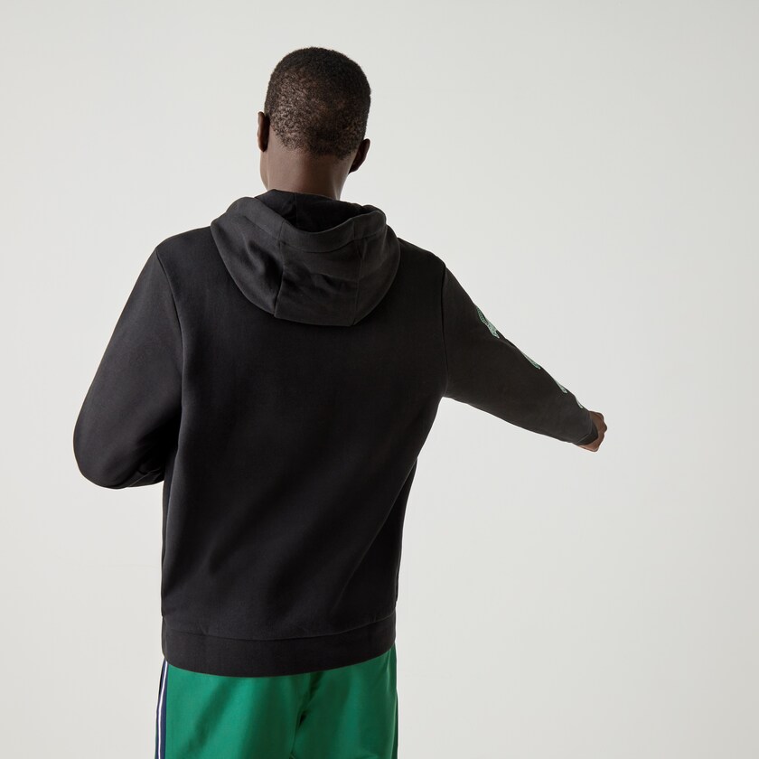 Moletons Lacoste Masculino Pretas SPORT Crocodile Print Hooded Cotton SG7-39813J4