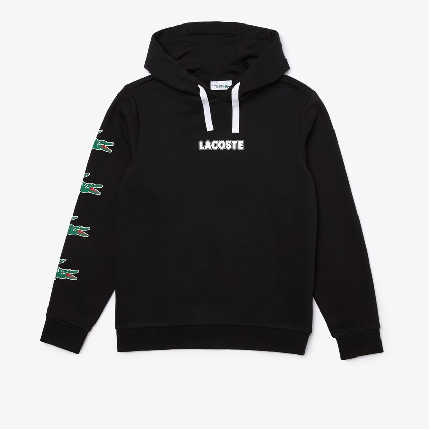 Moletons Lacoste Masculino Pretas SPORT Crocodile Print Hooded Cotton SG7-39813J4