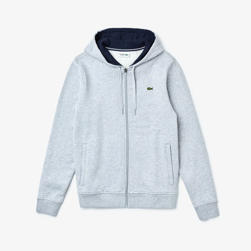 Moletons Lacoste Masculino Cinzentas Azul Marinho Azuis SPORT Full-Zip Fleece Hoodie AI6-52425N7