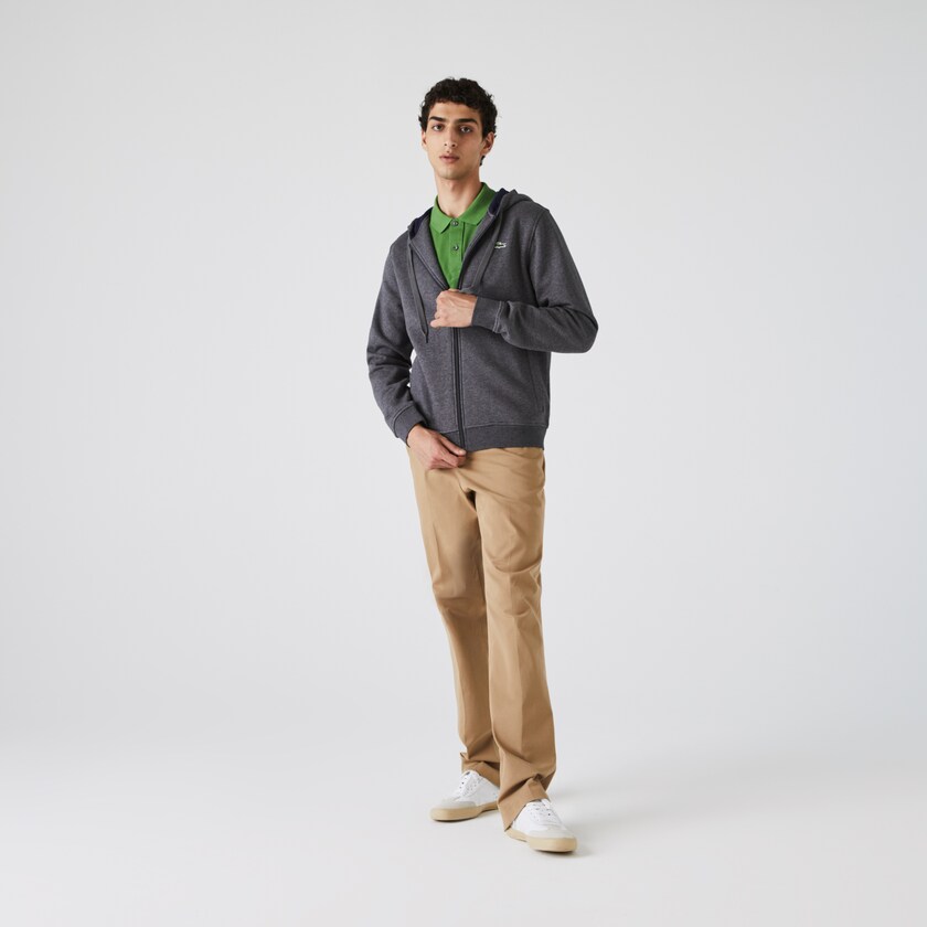 Moletons Lacoste Masculino Cinzentas Azul Marinho Azuis SPORT Full-Zip Fleece Hoodie LT5-62696W1
