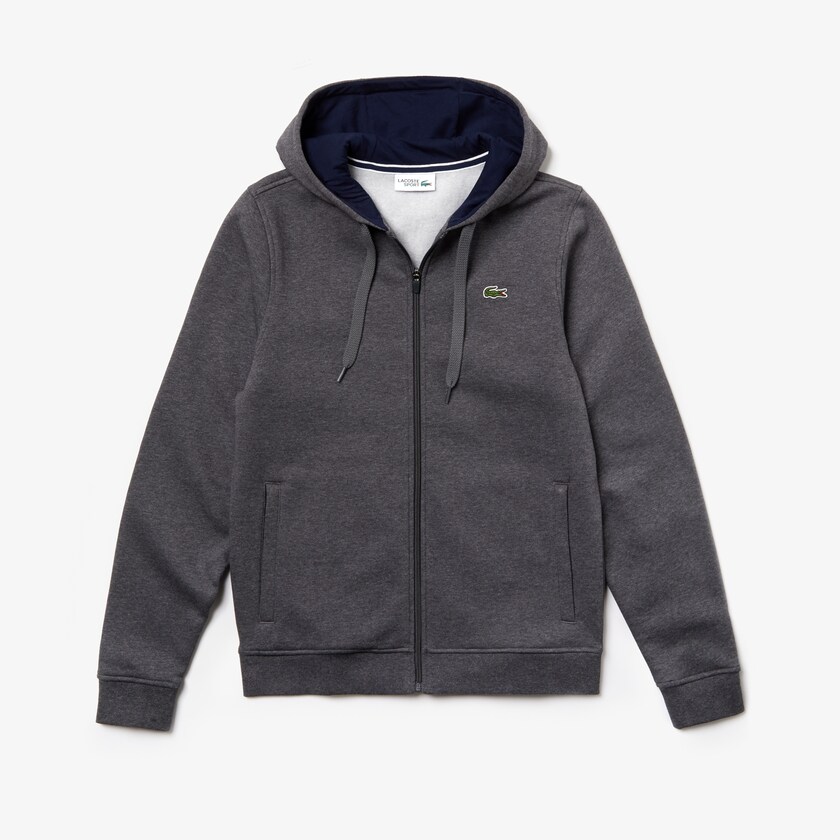 Moletons Lacoste Masculino Cinzentas Azul Marinho Azuis SPORT Full-Zip Fleece Hoodie LT5-62696W1