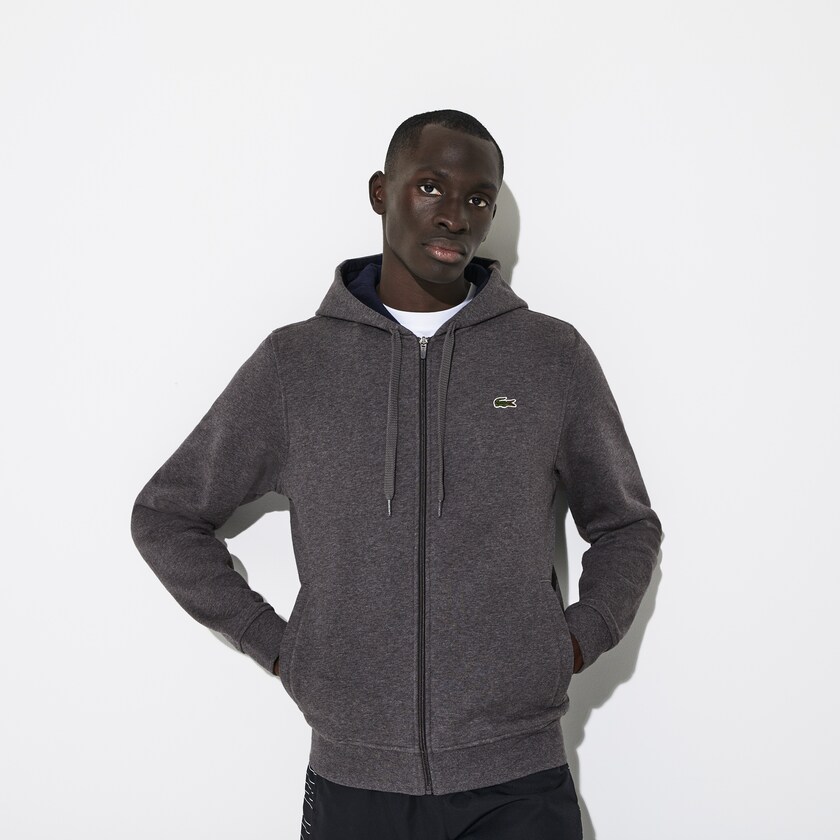 Moletons Lacoste Masculino Cinzentas Azul Marinho Azuis SPORT Full-Zip Fleece Hoodie LT5-62696W1