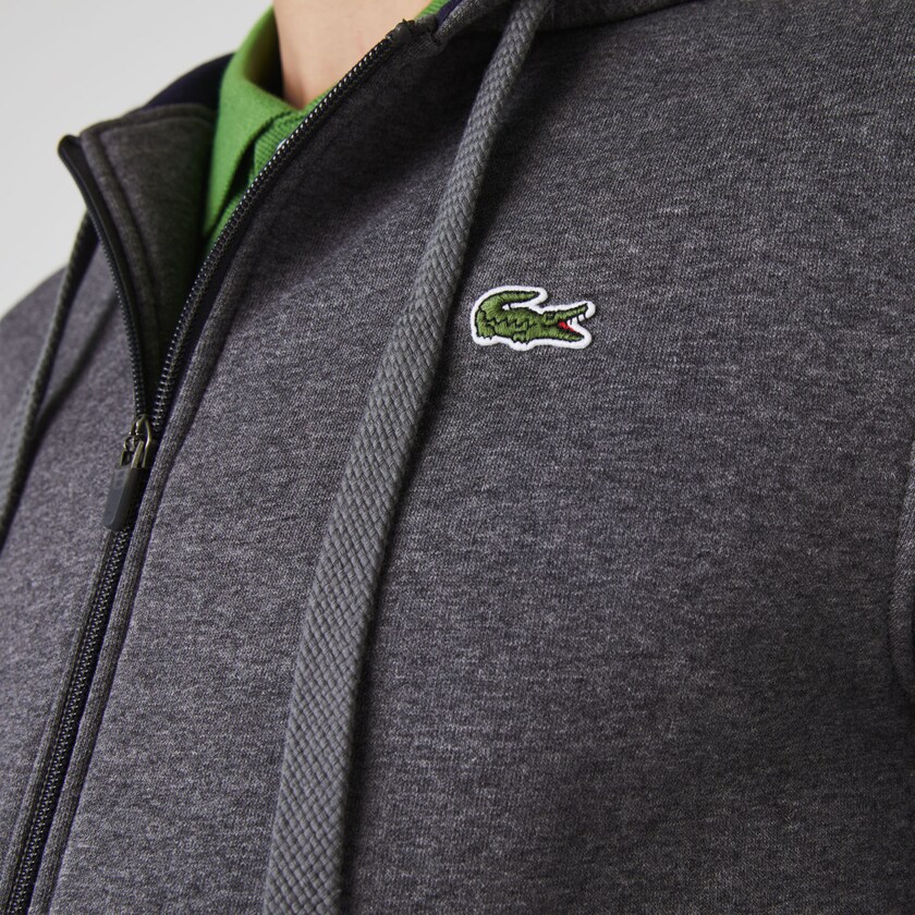 Moletons Lacoste Masculino Cinzentas Azul Marinho Azuis SPORT Full-Zip Fleece Hoodie LT5-62696W1