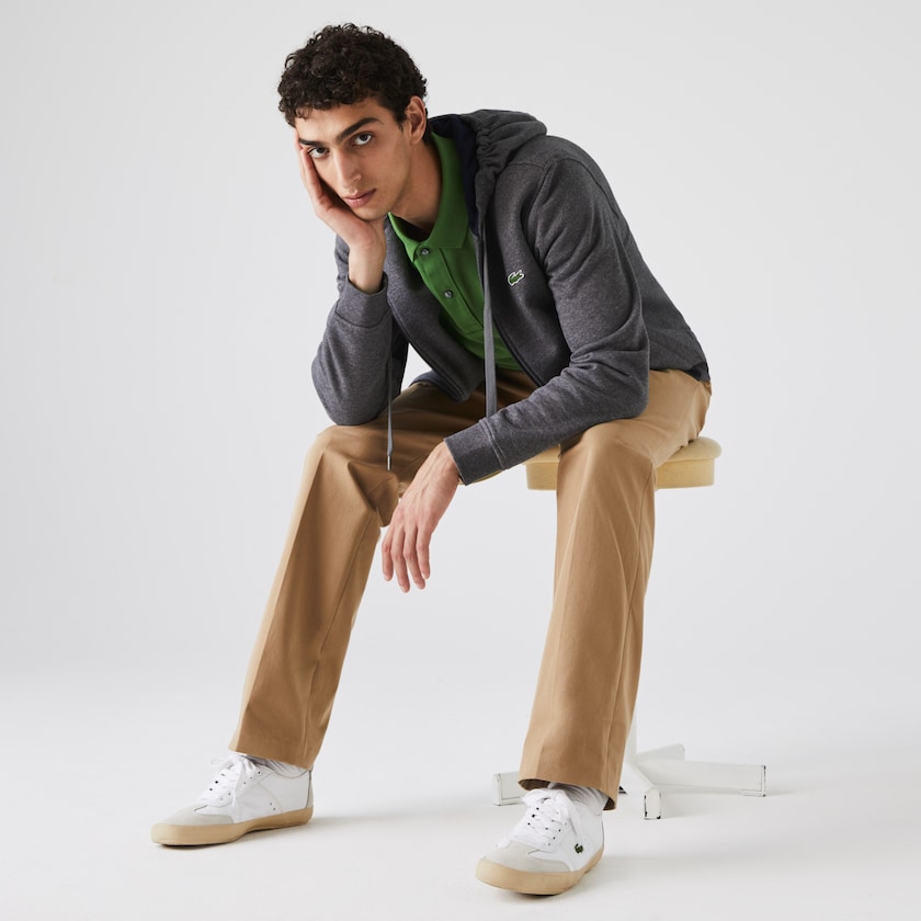 Moletons Lacoste Masculino Cinzentas Azul Marinho Azuis SPORT Full-Zip Fleece Hoodie LT5-62696W1