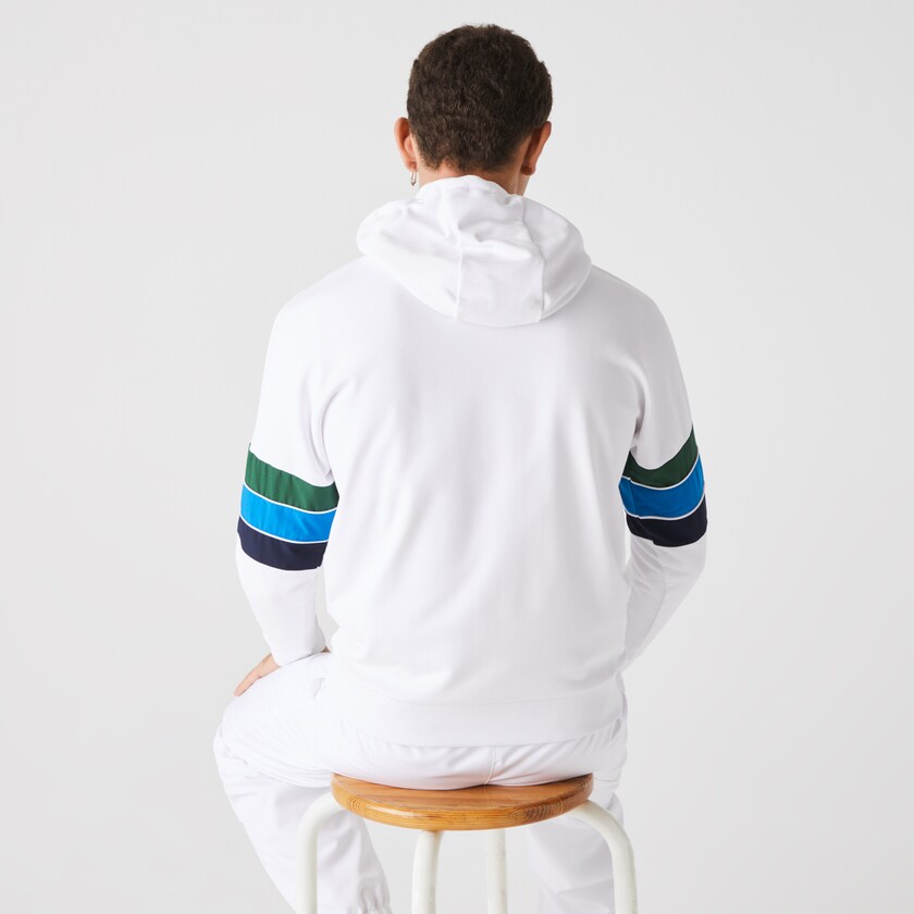 Moletons Lacoste Masculino Branco Verdes Azuis Azul Marinho Azuis Branco SPORT Hooded Colorblock Fleece FB9-89928V4