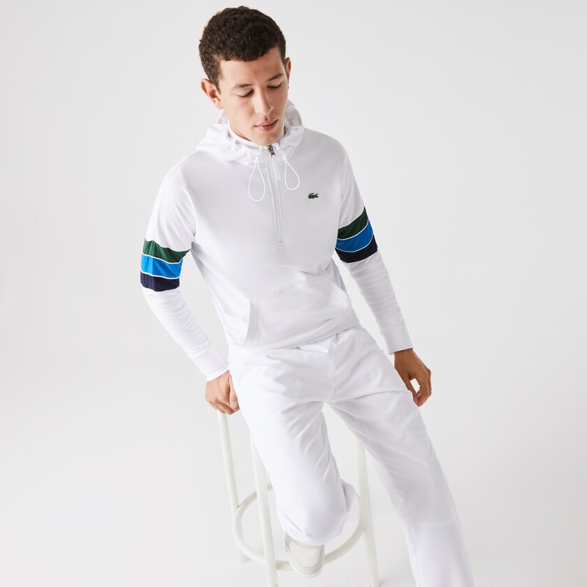 Moletons Lacoste Masculino Branco Verdes Azuis Azul Marinho Azuis Branco SPORT Hooded Colorblock Fleece FB9-89928V4