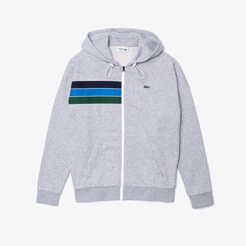 Moletons Lacoste Masculino Cinzentas Azul Marinho Azuis Azuis Verdes Branco SPORT Hooded Colorblock Fleece Zip KN3-90459E7