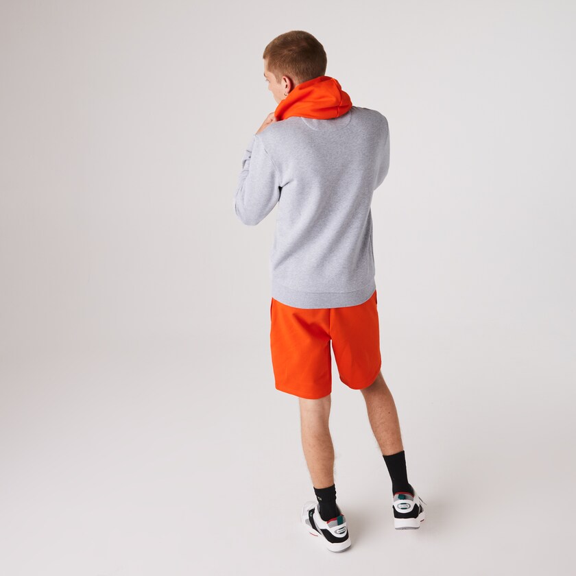 Moletons Lacoste Masculino Cinzentas Vermelhas SPORT Hooded Contrast Fleece MS8-34463K5