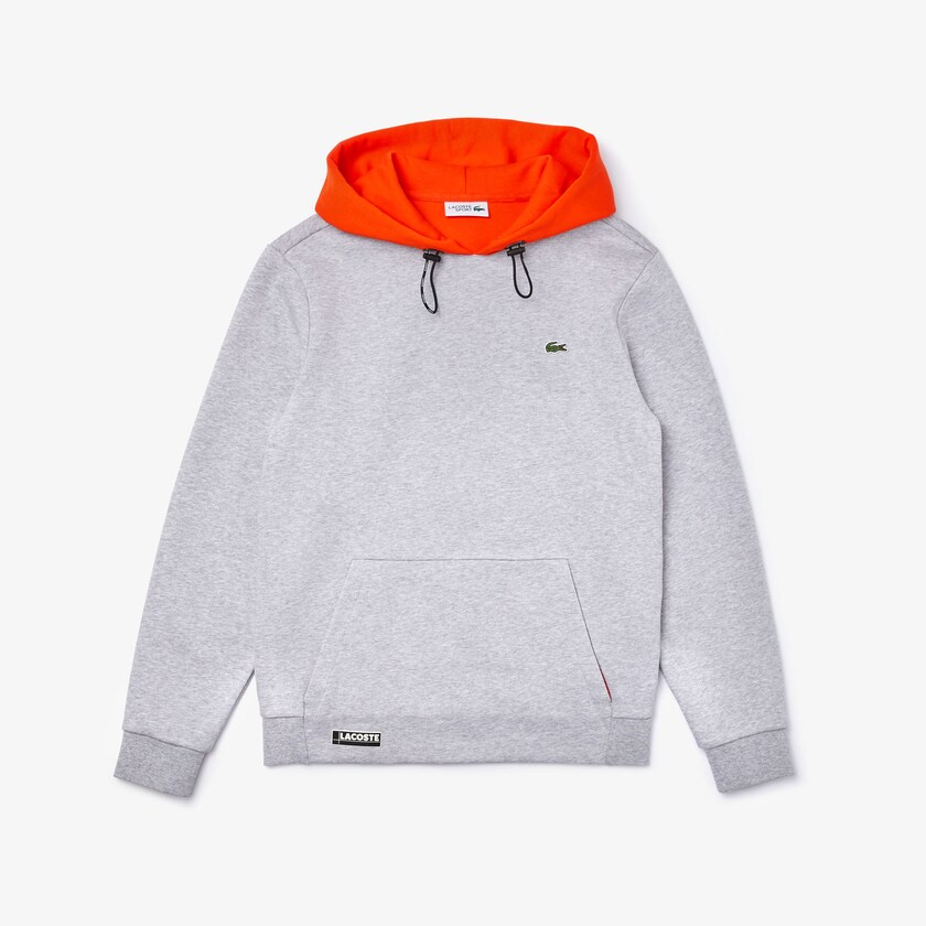 Moletons Lacoste Masculino Cinzentas Vermelhas SPORT Hooded Contrast Fleece MS8-34463K5