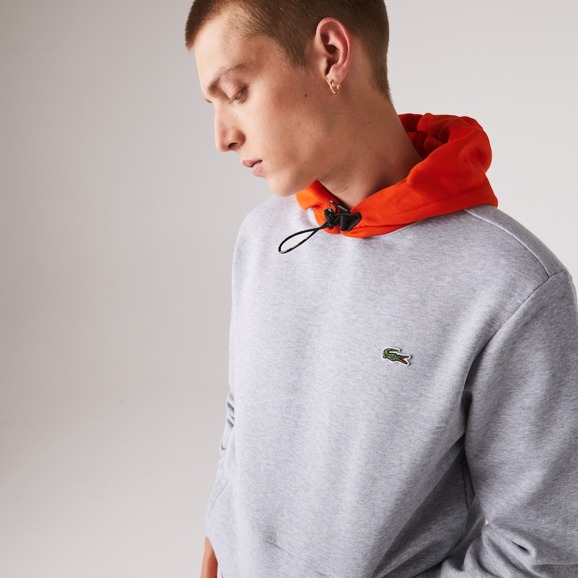 Moletons Lacoste Masculino Cinzentas Vermelhas SPORT Hooded Contrast Fleece MS8-34463K5