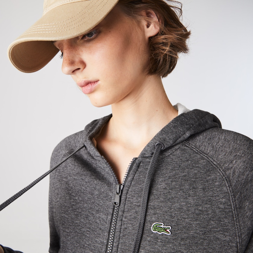 Moletons Lacoste Feminino Cinzentas SPORT Hooded Fleece Zip Tennis MB1-24542K6