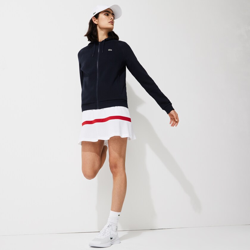 Moletons Lacoste Feminino Azul Marinho Azuis SPORT Hooded Fleece Zip Tennis KM2-66176P0