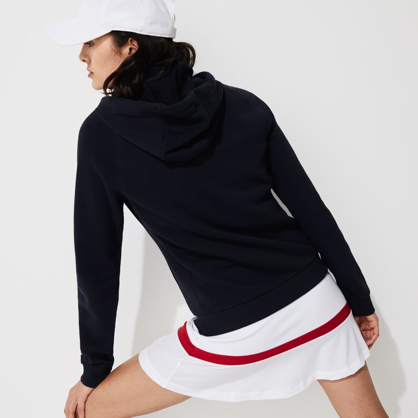 Moletons Lacoste Feminino Azul Marinho Azuis SPORT Hooded Fleece Zip Tennis KM2-66176P0